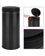 Poubelle à capteur automatique 80 L Acier au carbone Noir | Mobilier & Déco
