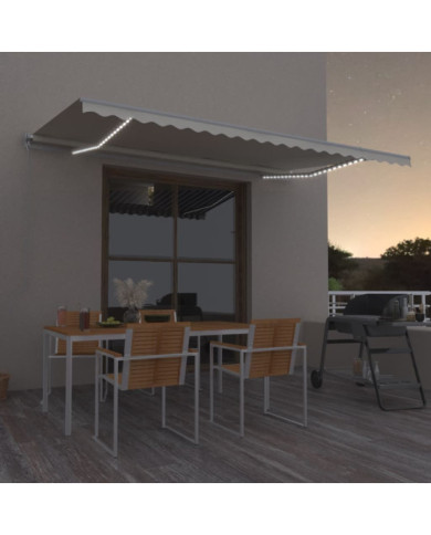 Auvent manuel rétractable avec LED 500x350 cm Crème | Mobilier & Déco