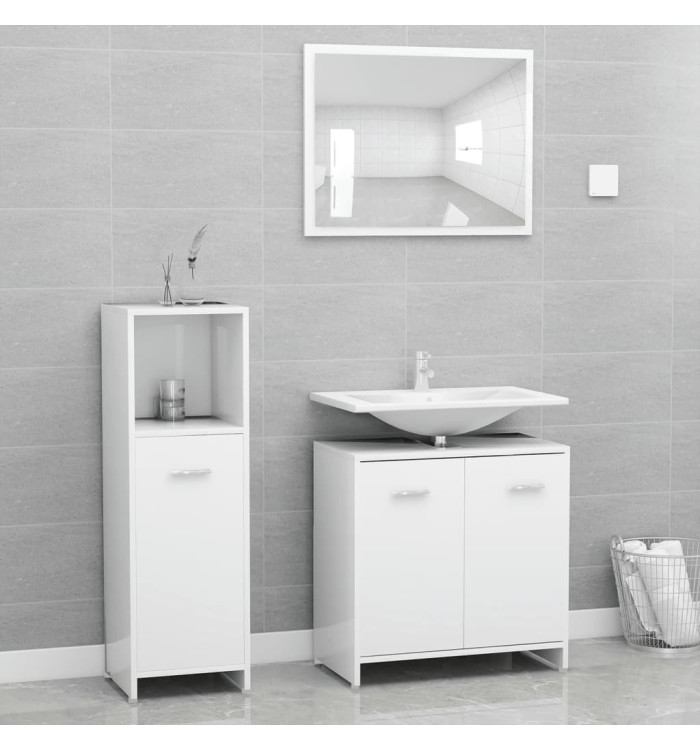 Ensemble de meubles de salle de bain 3pcs Blanc Bois ingénierie | Mobilier & Déco