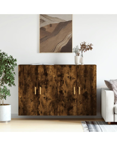 Armoires murales 2 pcs chêne fumé bois d'ingénierie | Mobilier & Déco