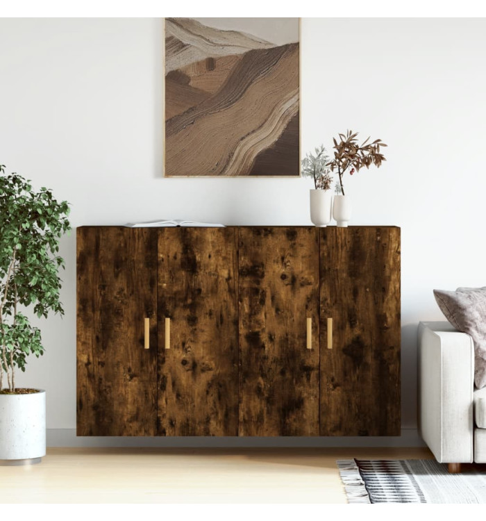Armoires murales 2 pcs chêne fumé bois d'ingénierie | Mobilier & Déco