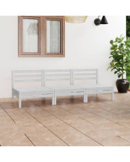 Salon de jardin 3 pcs Blanc Bois de pin massif | Mobilier & Déco