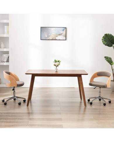 Chaise pivotante de bureau Taupe Bois courbé et tissu | Mobilier & Déco