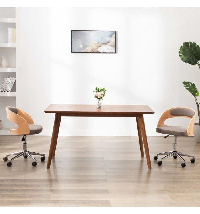 Chaise pivotante de bureau Taupe Bois courbé et tissu | Mobilier & Déco