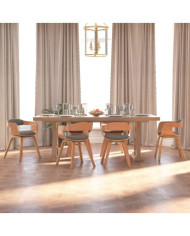 Chaise à manger lot de 6 gris clair bois courbé et tissu | Mobilier & Déco