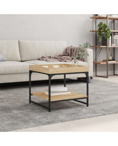 Table basse chêne sonoma 49,5x49,5x45 cm bois d'ingénierie | Mobilier & Déco