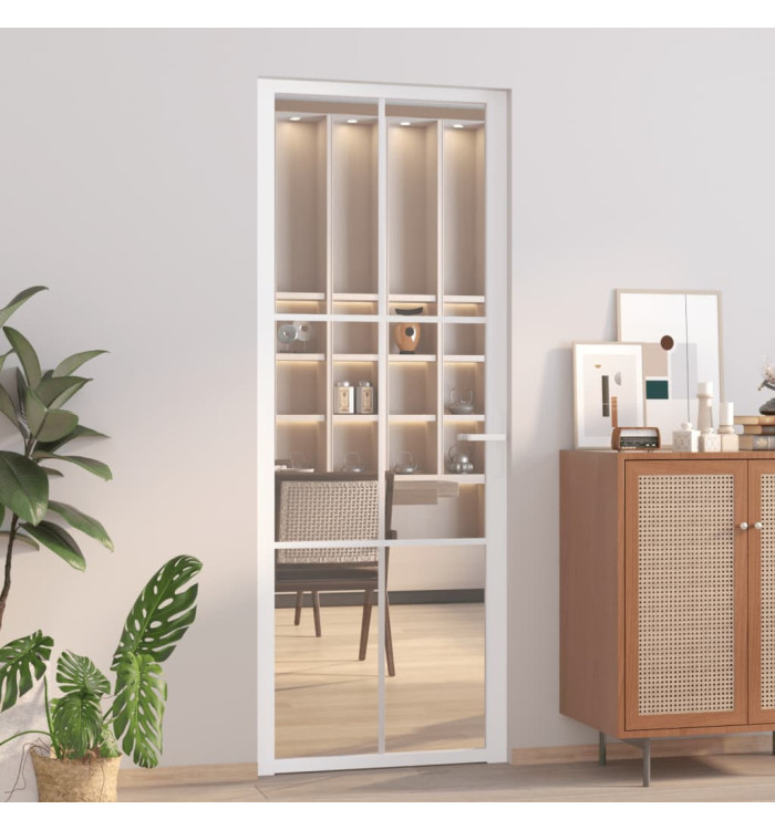 Porte intérieure 76x201,5 cm Blanc Verre ESG et aluminium | Mobilier & Déco