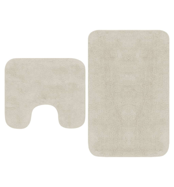 Jeu de tapis de salle de bain 2 pcs Tissu Blanc | Mobilier & Déco