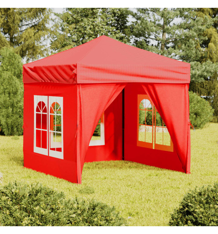 Tente de réception pliable avec parois Rouge 2x2 m | Mobilier & Déco