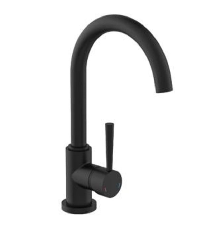 SCHÜTTE Mitigeur d'évier avec bec verseur haut CORNWALL noir mat | Mobilier & Déco