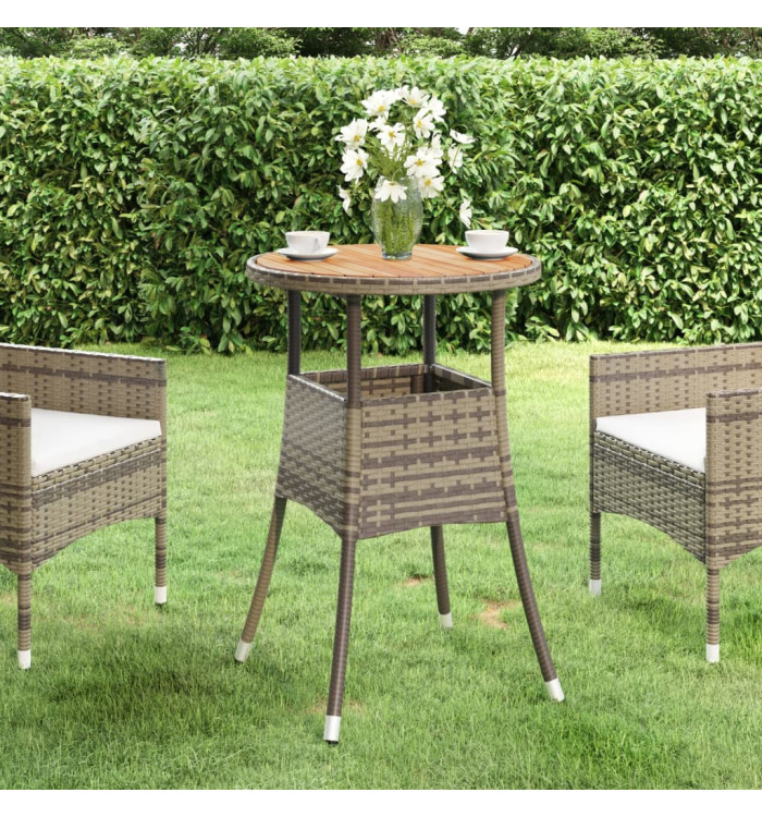 Table de jardin Ø60x75 cm Acacia et résine tressée Gris | Mobilier & Déco