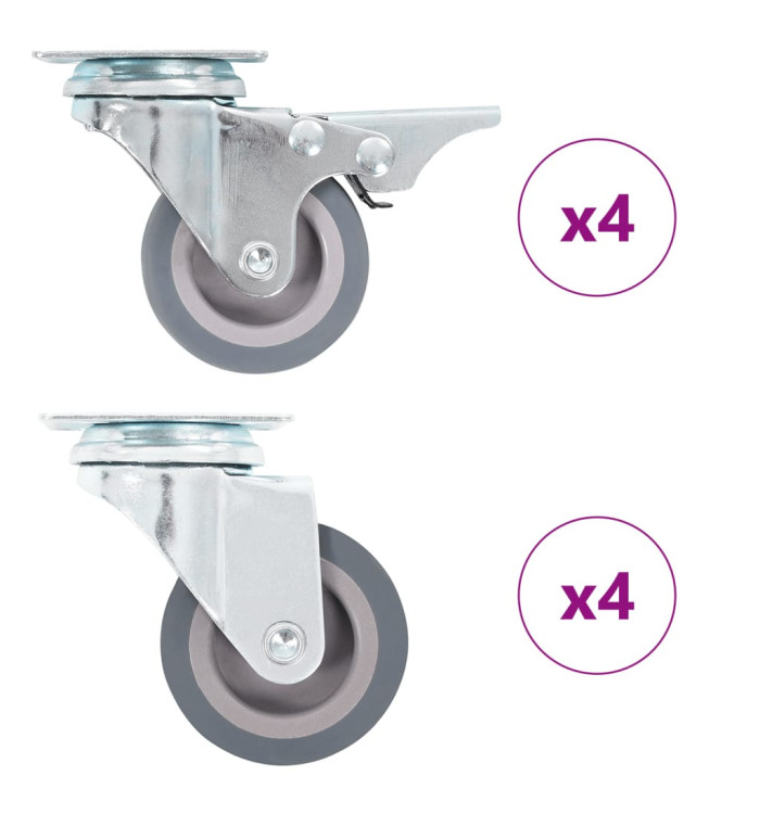 8 pcs Roulettes pivotantes 50 mm | Mobilier & Déco