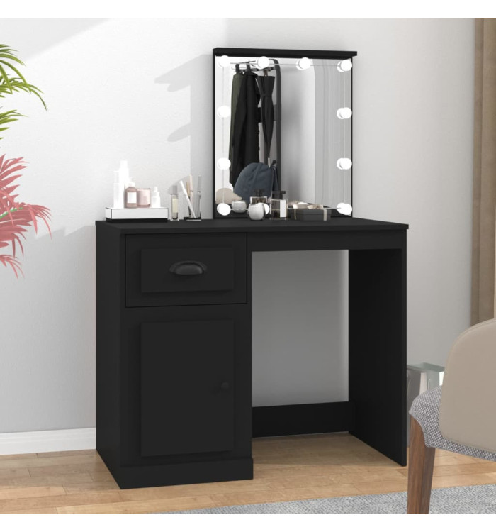Coiffeuse avec LED noir 90x50x132,5 cm bois d'ingénierie | Mobilier & Déco