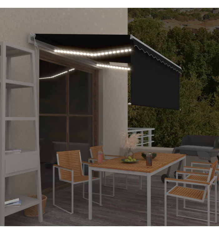 Auvent automatique store capteur de vent et LED Anthracite | Mobilier & Déco