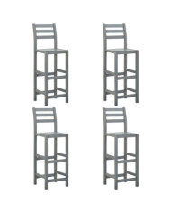 Tabourets de bar lot de 4 gris bois d'acacia massif | Mobilier & Déco