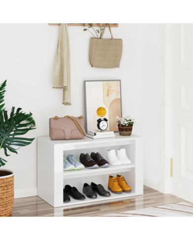 Étagère à chaussures Blanc brillant 75x35x45 cm Bois ingénierie | Mobilier & Déco