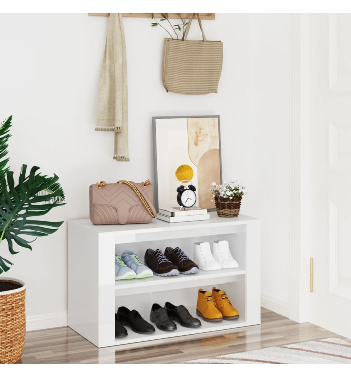 Étagère à chaussures Blanc brillant 75x35x45 cm Bois ingénierie | Mobilier & Déco