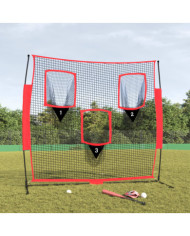 Filet de baseball portable Noir/rouge 183x105x183 cm Polyester | Mobilier & Déco