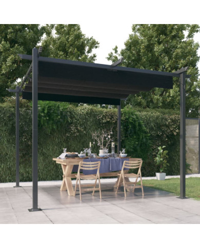 Tonnelle de jardin avec toit rétractable 3x3 m Anthracite | Mobilier & Déco