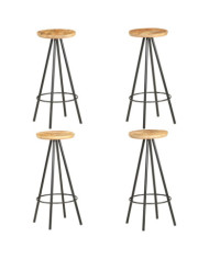Tabourets de bar lot de 4 bois de manguier brut | Mobilier & Déco