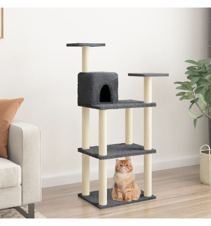 Arbre à chat avec griffoirs en sisal gris foncé 118,5 cm | Mobilier & Déco
