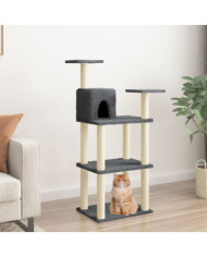 Arbre à chat avec griffoirs en sisal gris foncé 118,5 cm | Mobilier & Déco