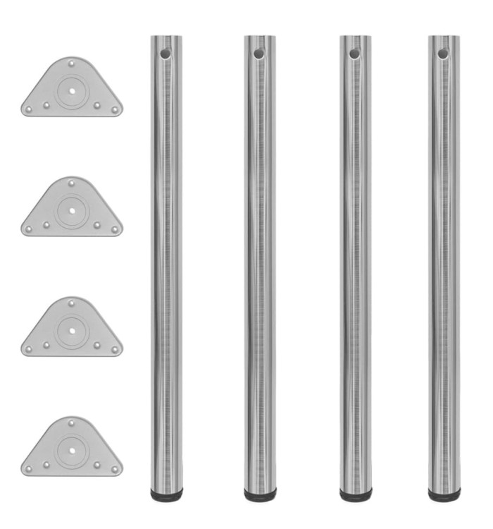 4 pieds de table réglables en hauteur 870 mm Nickel brossé | Mobilier & Déco