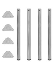 4 pieds de table réglables en hauteur 870 mm Nickel brossé | Mobilier & Déco