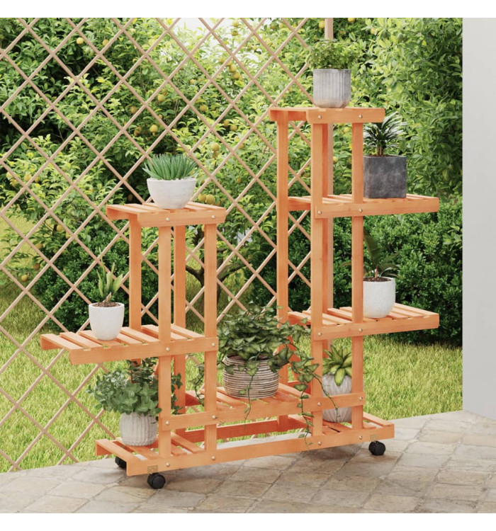 Support à fleurs avec roues 95x25x101 cm bois massif de sapin | Mobilier & Déco
