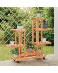 Support à fleurs avec roues 95x25x101 cm bois massif de sapin | Mobilier & Déco