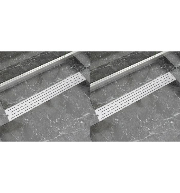 Drain de douche linéaire 2 pc Ligne 830x140 mm Acier inoxydable | Mobilier & Déco