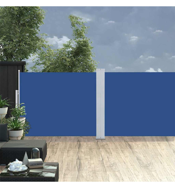 Auvent latéral rétractable de patio 140x1200 cm Bleu | Mobilier & Déco