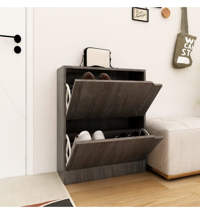Armoire à chaussures 2 portes Chêne sonoma gris Bois ingénierie | Mobilier & Déco