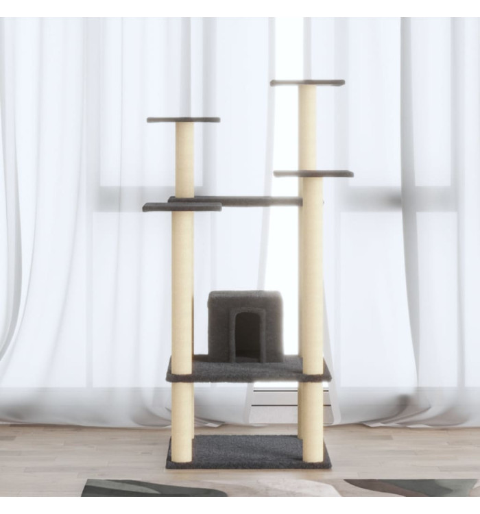 Arbre à chat avec griffoirs en sisal Gris foncé 110 cm | Mobilier & Déco