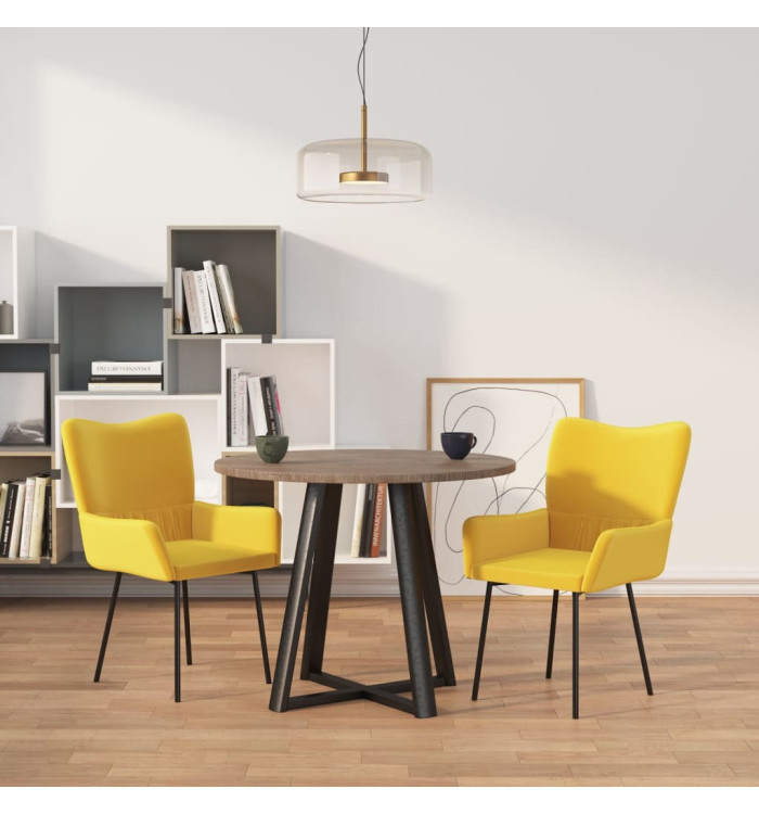 Chaises à manger lot de 2 Jaune Velours | Mobilier & Déco