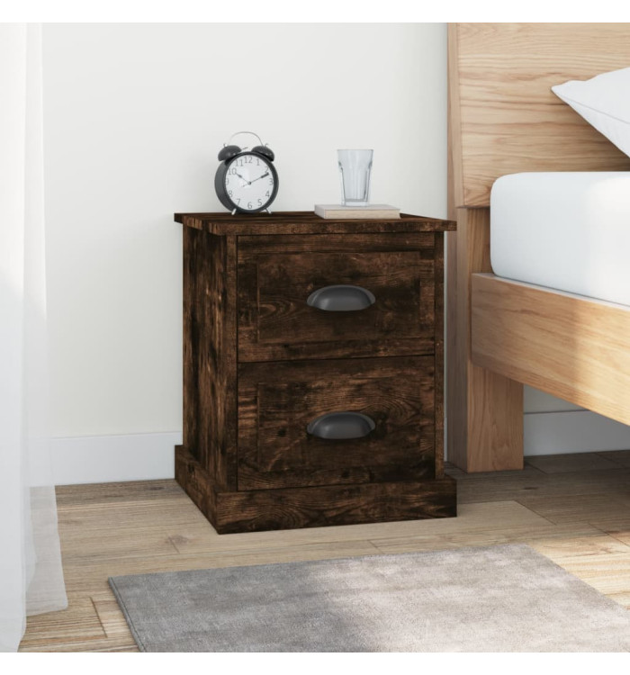 Table de chevet chêne fumé 39x39x47,5 cm bois d'ingénierie | Mobilier & Déco
