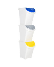 Poubelles empilables avec couvercles 3 pcs blanc PP 120 L | Mobilier & Déco