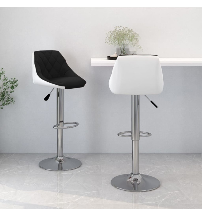 Tabourets de bar lot de 2 noir et blanc similicuir | Mobilier & Déco