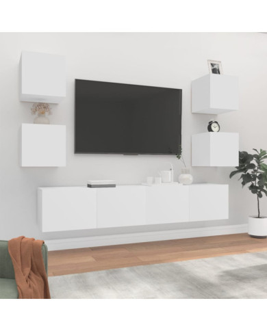 Ensemble de meubles TV 6 pcs Blanc Bois d'ingénierie | Mobilier & Déco