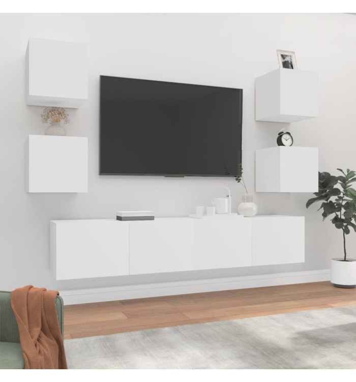 Ensemble de meubles TV 6 pcs Blanc Bois d'ingénierie | Mobilier & Déco