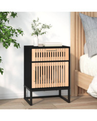 Table de chevet noir 40x30x55,5 cm bois d’ingénierie et fer | Mobilier & Déco