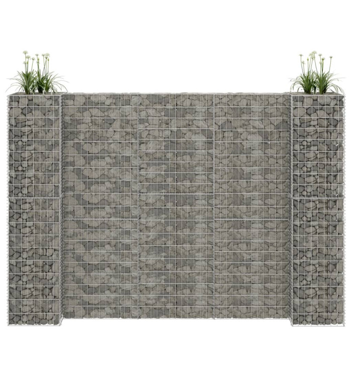 Jardinière à gabion en H Fil d'acier 260x40x180 cm | Mobilier & Déco
