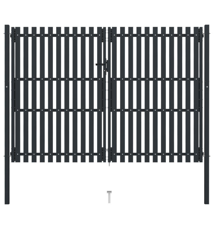 Portail de clôture à double porte Acier 306x250 cm Anthracite | Mobilier & Déco