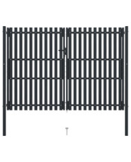 Portail de clôture à double porte Acier 306x250 cm Anthracite | Mobilier & Déco