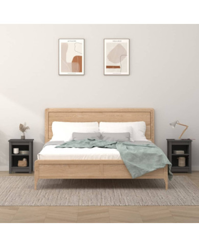 Tables de chevet 2 pcs Gris 40x35x55 cm Bois de pin solide | Mobilier & Déco