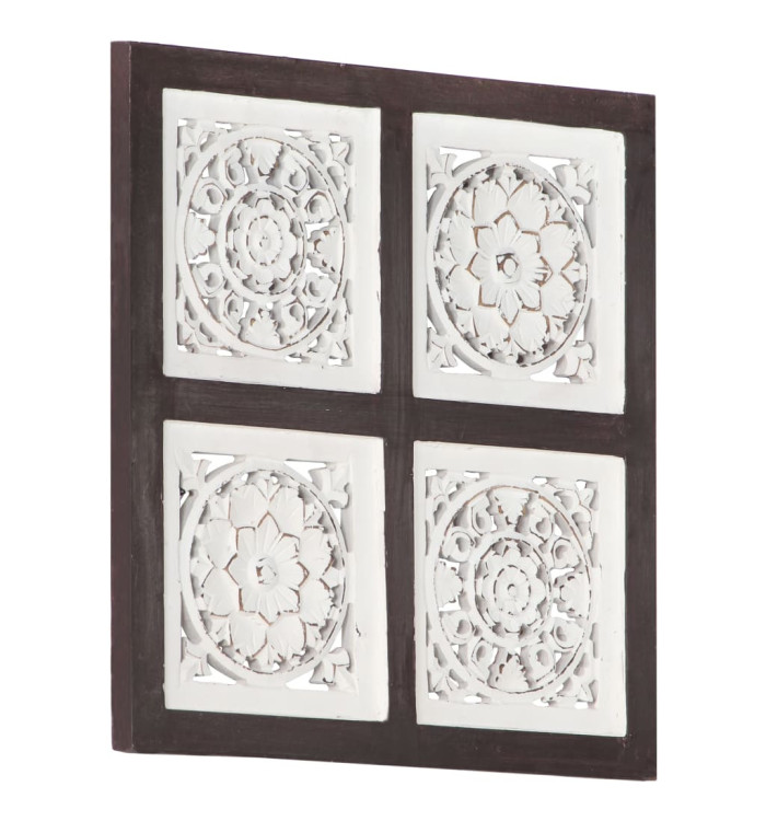 Panneau mural sculpté à la main MDF 40x40x1,5cm Marron et blanc | Mobilier & Déco