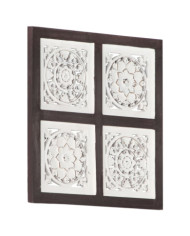 Panneau mural sculpté à la main MDF 40x40x1,5cm Marron et blanc | Mobilier & Déco