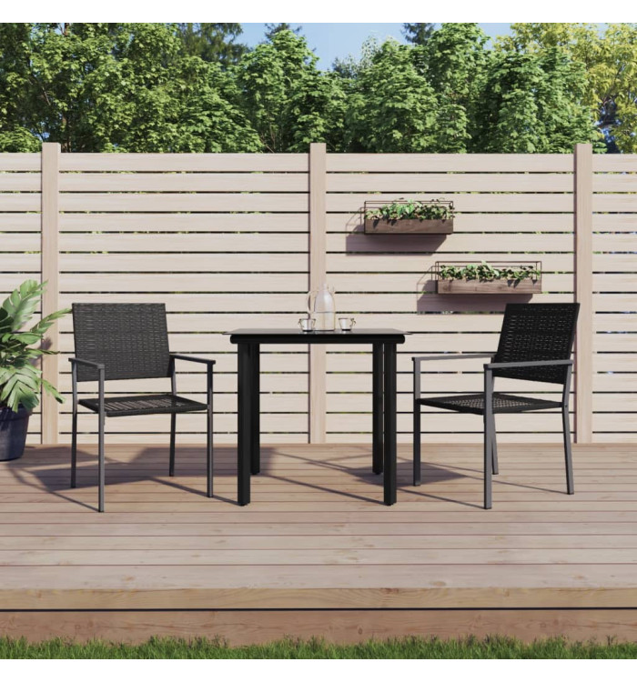 Ensemble à manger de jardin 3 pcs résine tressée acier | Mobilier & Déco