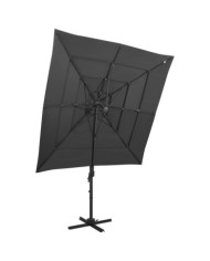 Parasol de jardin à 4 niveaux avec mât en aluminium anthracite | Mobilier & Déco