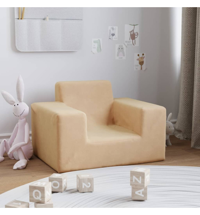 Canapé pour enfants Crème Peluche douce | Mobilier & Déco